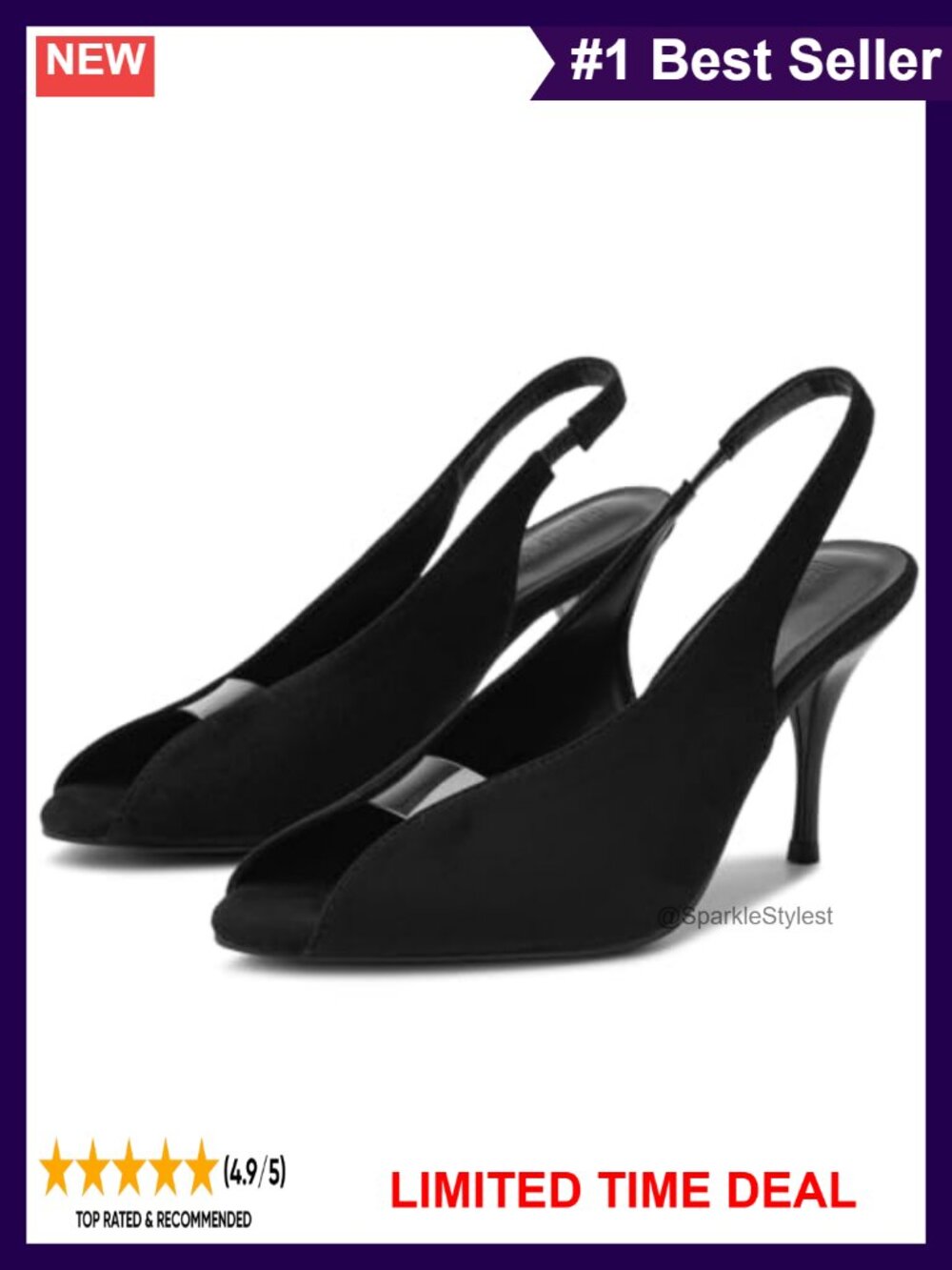 Slingback Heels Peep Toe Stiletto Suede Pumps